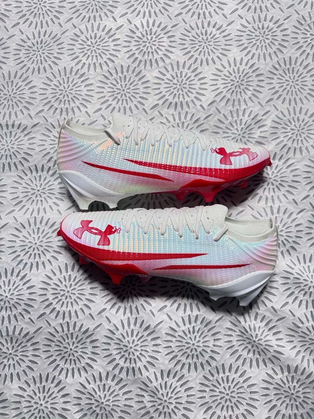 Under Armour Blur Pro Men's Football Cleats White Red 12 Mens 3028220-101